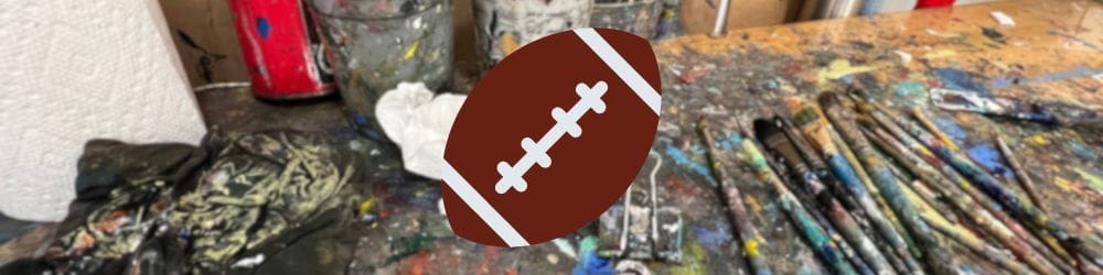 Original Cowboys Art - hero image with art table background and football symbol