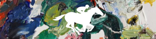 Expressive Horse Racing Paintings, acrylic on canvas and watercolors on paper