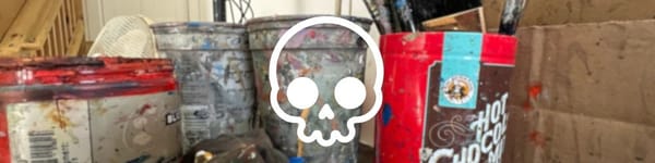 Back of Head Construction - hero image with art table background image and skull symbol