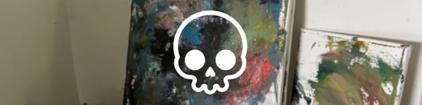 Skull Front View Proportions hero image with art table background pic and skull symbol