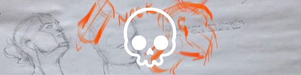 Student Head Drawing Critiques hero image with background images and skull symbol