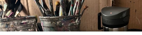 Loose Collage Coffee Cups Painting with Mixed Media hero image