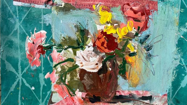 Abstract Flower Painting Tutorial Using Mixed Media and Collage