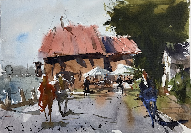 Abstract Style Watercolor Urban Landscape Video Demo