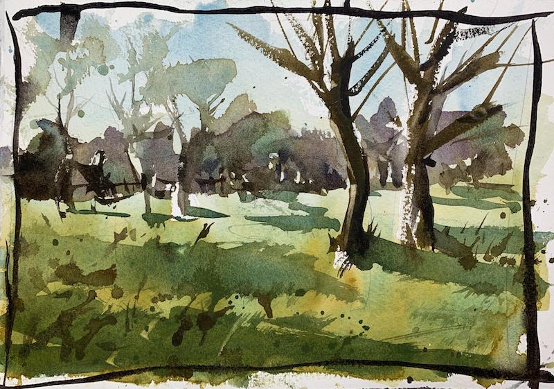 Rural watercolor landscape idea by Robert Joyner