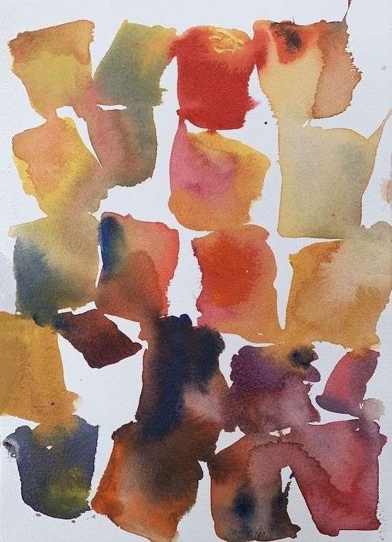 simple watercolor painting idea, abstract squares