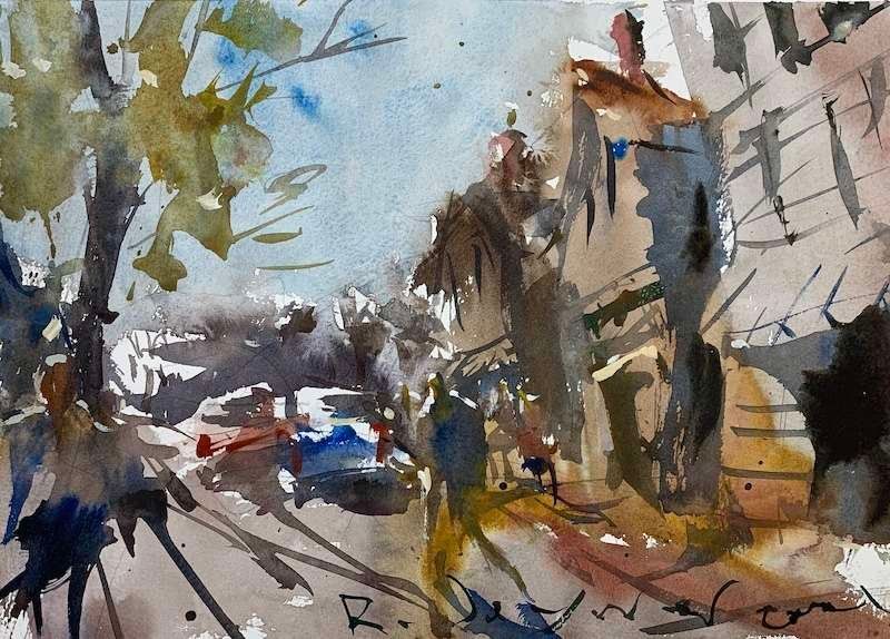 City scene watercolor landscape ideas