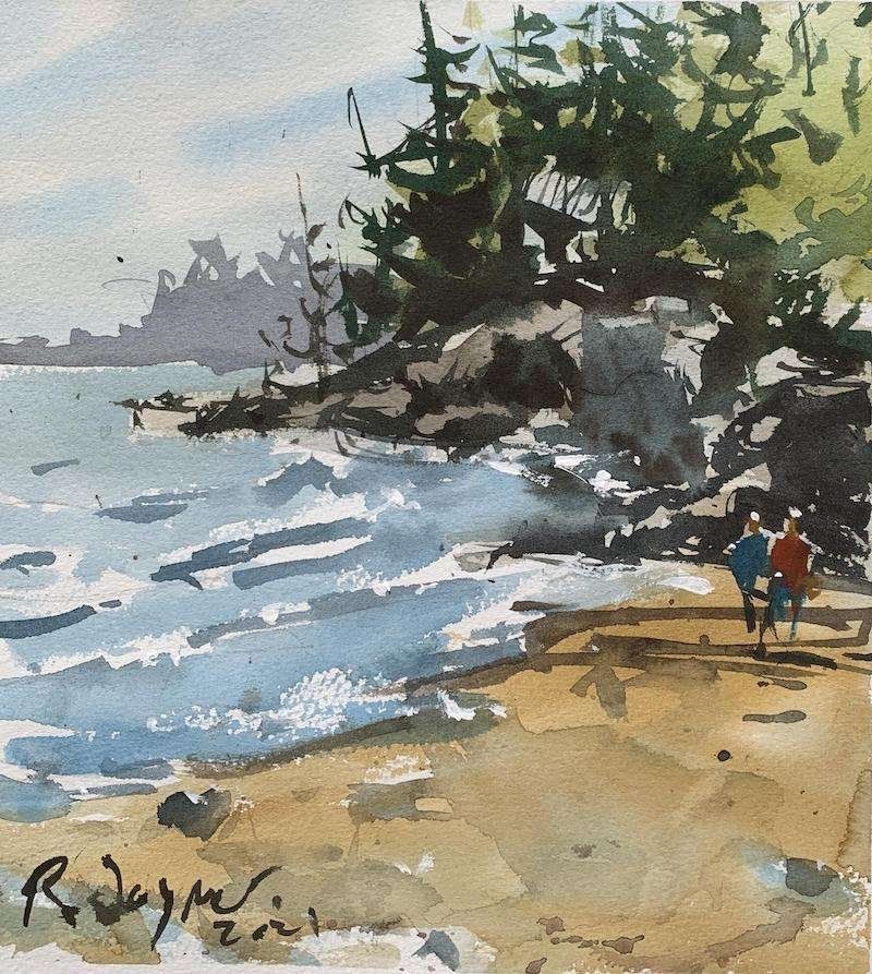 Easy watercolor beach landscapes