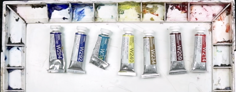 Six primary colors for watercolors